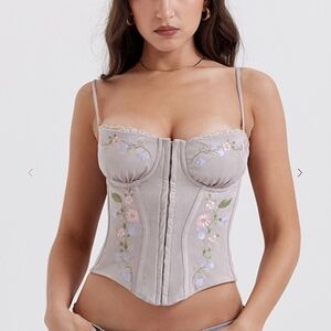 House of CB Petunia Light Lavender Floral Embroidered Corset Small